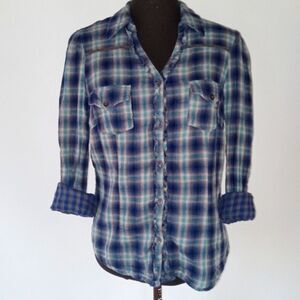 Y2K Plaid Cotton Button Front